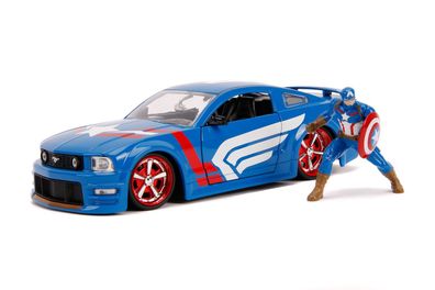 Jada Toys 253225007 - Marvel Captain America 2006 Ford Mustang GT, 1:24 - Modellauto