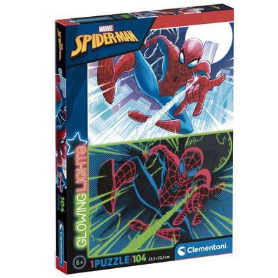 Clementoni 27555 - 104 Teile Puzzle - Glowing Lights - Spiderman