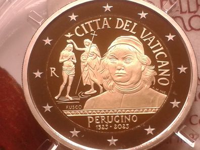 Original 2 euro 2023 PP Vatikan Perugino im Etui mit Zertifikat und Umverpackung