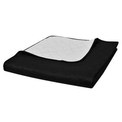 vidaXL Zweiseitige Tagesdecke Gesteppt Schwarz/Weiß 220x240 cm