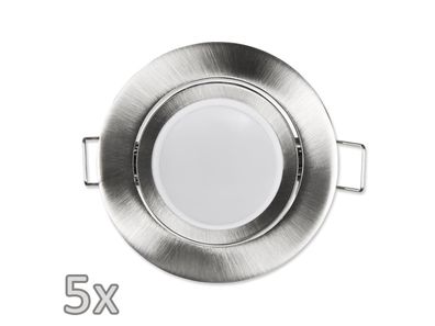 Einbauleuchten-Set McShine, 5xRahmen, 5xLED-Modul, 3W, 265lm, 230V, Edelstahl