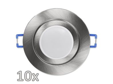 Einbauleuchten-Set McShine, 10xRahmen, 10xLED-Modul, 7W, 608lm, 230V, Edelstahl