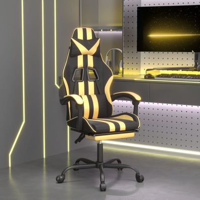 vidaXL Gaming-Stuhl mit Fußstütze Drehbar Schwarz & Golden Kunstleder