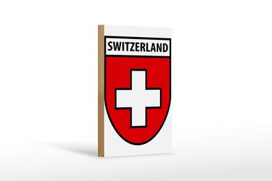 Holzschild Flagge 12x18cm Switzerland Schweiz Wappen Deko Schild