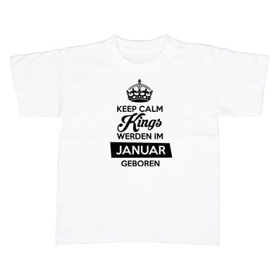 Kinder T-Shirt Keep Calm Kings werden im Januar geboren