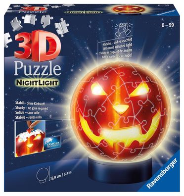 Ravensburger 3D Puzzle 11253 - Nachtlicht Puzzle-Ball Kuerbiskopf -