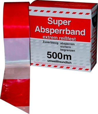 Absperrband Flatterband Warnband rot-weiß, 500 Meter