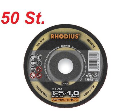 Rhodius XT70 125 mm, 50 Stück Trennscheibe extra dünn Millimeterscheibe Stahl