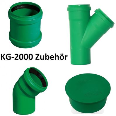 KG 2000 Rohr grün Bogen Abzweiger Muffe Muffenstopfen Rohre DN 110 125 160 200