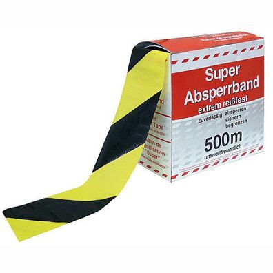 Absperrband Flatterband Warnband gelb/ schwarz, 500 Meter