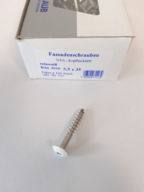 RE-Schraub 100 St Fassadenschrauben Reinweiß Schrauben V4A 5,5 x 35 mm