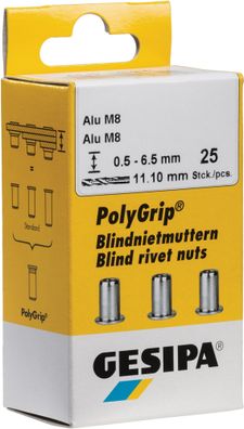 Blindnietmutter PolyGrip® Nietschaft dxl 11x20mm M8 STA 25 St. GESIPA