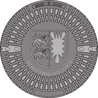 Gully Kanaldeckel Schachtdeckel Motiv Schleswig-Holstein - Wappen, Klasse A15.50