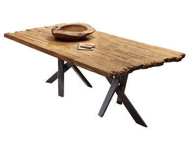 TABLES&CO Tisch 160x90 Teak Natur Metall Schwarz