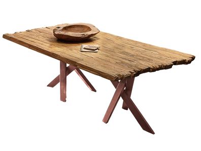 TABLES&CO Tisch 160x90 Teak Natur Metall Braun