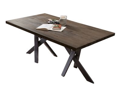 TABLES&CO Tisch 200x100 Balkeneiche Grau Metall Schwarz