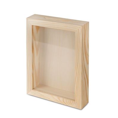 Spardose Holz Sparbüchse mit Sichtfenster Bilderrahmen zum befüllen Geschenkidee