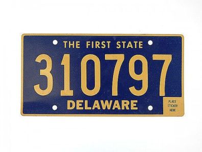US-Nummernschild Delaware - The First State - original