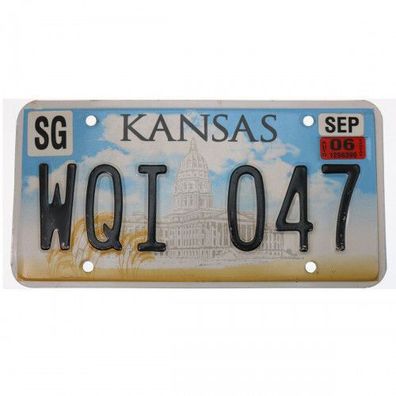 US Kennzeichen Kansas mit Capitol - original Nummernschild aus den USA