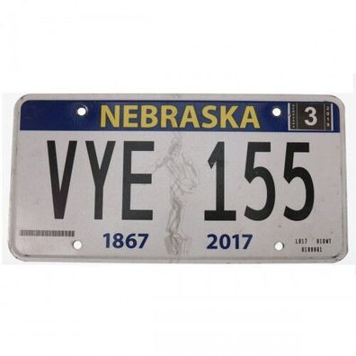 US Kennzeichen Nebraska 150 Jahre - original Nummernschild aus den USA