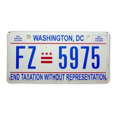 US Kennzeichen Washington DC - End Taxation without Representation