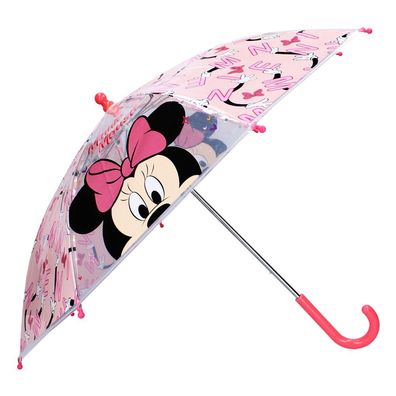 Stockschirm rosa & transparent | Minnie Maus | Kinder Regenschirm