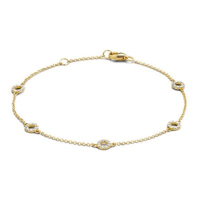 Armband 18 cm - Gold 585 14K - 5 Anhänger Zirkonia