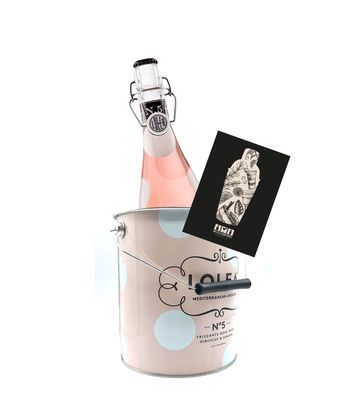 Lolea Set - Rosa Kühler / Eimer mit Henkel + Lolea Sangria N°5 ROSE 0,75L (8% V