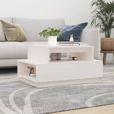 Couchtisch Weiß 80x55x40.5 cm Massivholz Kiefer