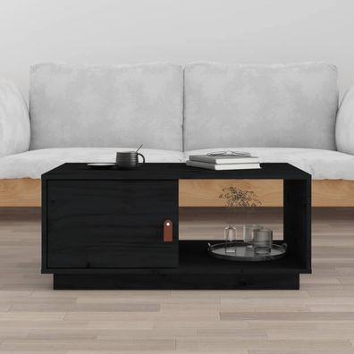 Couchtisch Schwarz 80x50x35.5 cm Massivholz Kiefer