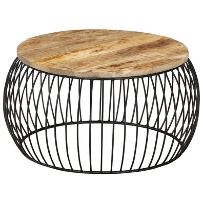 Couchtisch Ø68 cm Raues Mangoholz