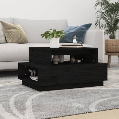 Couchtisch Schwarz 80x55x40.5 cm Massivholz Kiefer