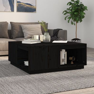 Couchtisch Schwarz 100x101x40.5 cm Massivholz Kiefer