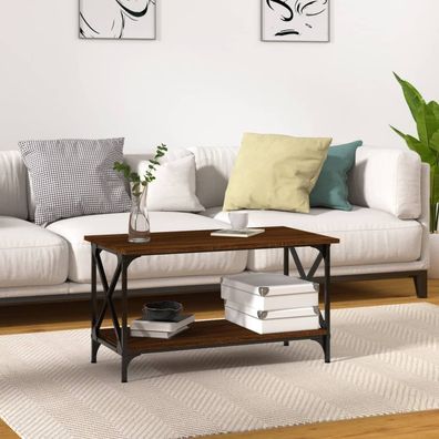 Couchtisch Braun Eichen-Optik 80x45x45 cm Holzwerkstoff Eisen
