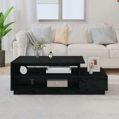 Couchtisch Schwarz 120x50x40.5 cm Massivholz Kiefer