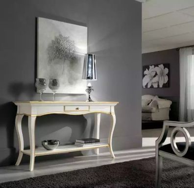 Konsolentisch Tisch Konsole Klassisch Sideboard Holz Luxus Weiß Design