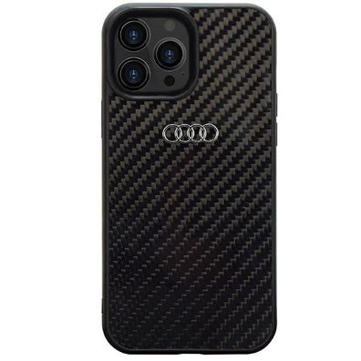 Handyhülle Case iPhone 14 Pro original Audi Carbon Optik schwarz silber