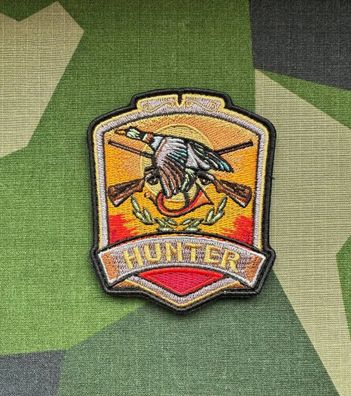 Patch Hunter Jäger Hirsch Ente Jagd Geweih Waidmann Klett Veteran Aufnäher Armee