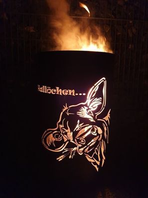 Tiko-Metalldesign Feuertonne / Feuerkorb mit Motiv " Kuh - Hallöchen "