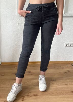 Melly & Co Hose Jogger Jeans Jogpant 8139-5 Denim Stretch Anthrazit Gr. XS-XXL