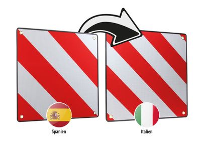 Calima Alu-Warntafel Wendetafel 50x50cm für Italien/ Spanien 2 in 1