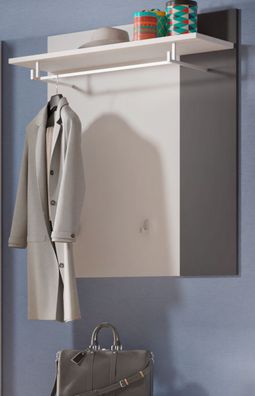 Gaderobe Paneel weiß und grau Garderobenpaneel Wandgarderobe Hutablage Kato 85 x 91