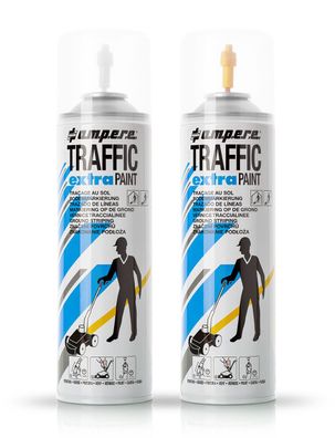 Ampere Bodenmarkierfarbe Traffic EXTRA Paint 500 ml Spraydose weiß und gelb