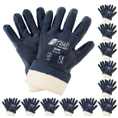 NITRAS 03440 Nitrilhandschuhe Arbeitshandschuhe Handschuhe mit Stulpe - 12 Paar