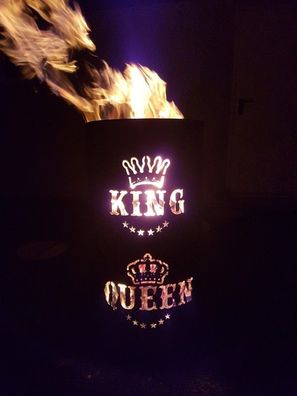 Tiko-Metalldesign Feuertonne / Feuerkorb mit Motiv " King & Queen "