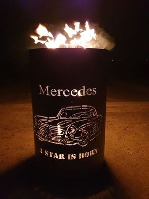 Tiko-Metalldesign Feuertonne / Feuerkorb mit Motiv " Mercedes - A Star is born "
