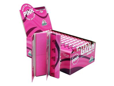 GIZEH © All Pink Slim King Size Papers - Blättchen & Tips - Zigarettenpapier 2in1