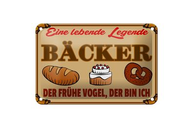 Blechschild Essen 18x12cm Lebende Legende Bäcker Brot Deko Schild