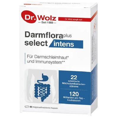 Dr. Wolz Darmflora plus select intens, 80 Kapseln, 22 Stämme, 30 Mrd. pro Kapsel