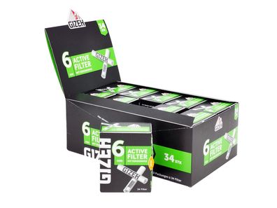 GIZEH © 34er Box Active Filter Aktivkohle - 6mm - Filter Tips - Zigarettenfilter
